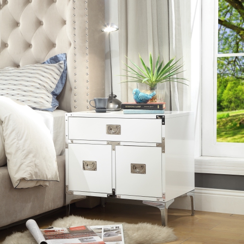 INSPIRED HOME  Maximilian Side Table/accent Table/nightstand In White