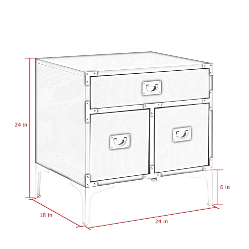 Inspired Home Maximilian Side Table/Accent Table/Nightstand, White