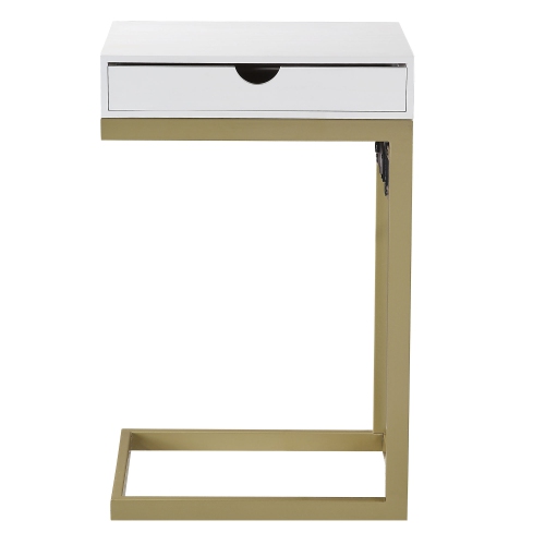 Loft Lyfe Selena C Table/ End Table/ Side Table/ Laptop Stand, White/Gold