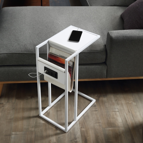 Loft Lyfe Nylah C Table/ End Table/ Side Table/ Laptop Stand, White/White