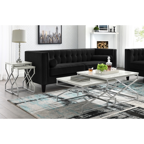 Inspired Home Maeve Coffee Table, Silver