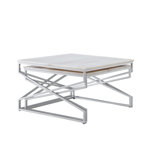 Inspired Home Maeve Coffee Table, Silver
