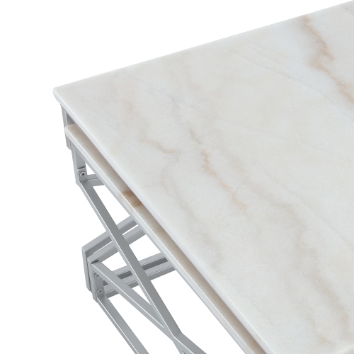 Inspired Home Maeve Coffee Table, Silver