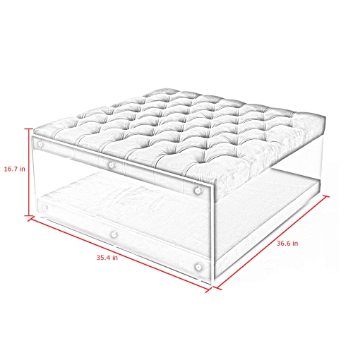 Inspired Home Arielle Linen Ottoman, Cream White