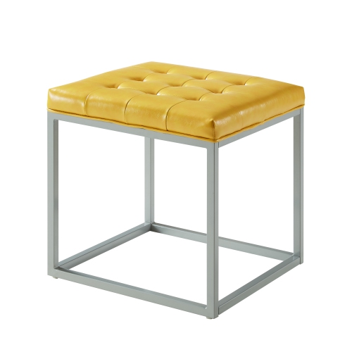 Inspired Home Aubrie Leather PU Ottoman, Yellow