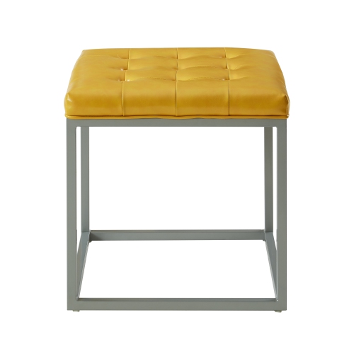 Inspired Home Aubrie Leather PU Ottoman, Yellow