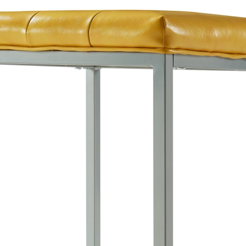 Inspired Home Aubrie Leather PU Ottoman, Yellow