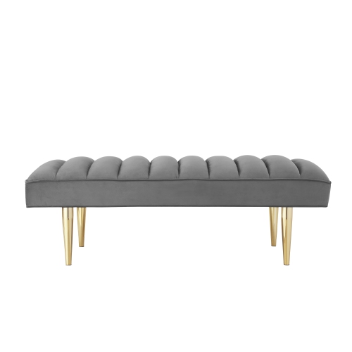 Nicole Miller New York Elisa Velvet Bench, Light Grey/Gold