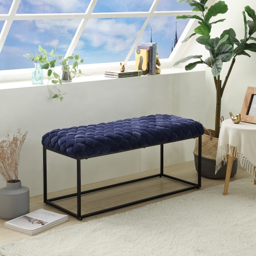 LOFT LYFE  Evelynn Velvet Bench In Navy