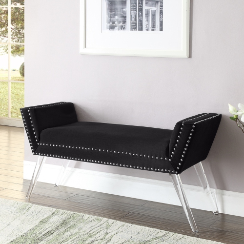 Image 1 de 7.. Banc en velours Annabella d’inspiration Home, noir