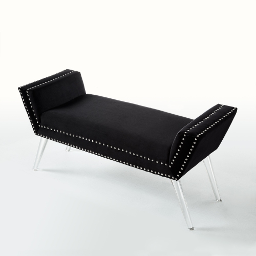 Banc en velours Annabella d’inspiration Home, noir