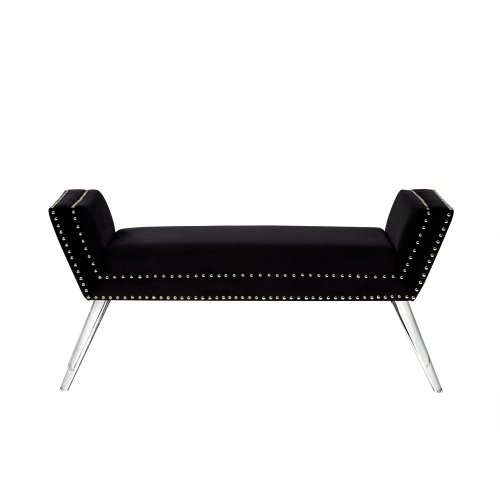 Banc en velours Annabella d’inspiration Home, noir