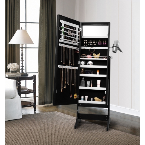 Inspired Home Braden Armoire Jewelry Storage Organizer, Black