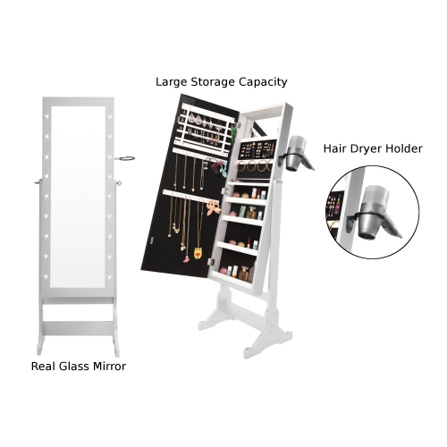 Inspired Home Braden Armoire Jewelry Storage Organizer, White