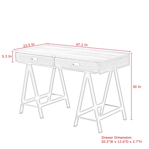 Inspired Home Fabian Writing Desk, Black