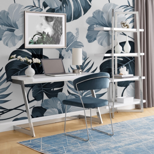 Inspired Home Malaysia Writing Desk, White/Chrome