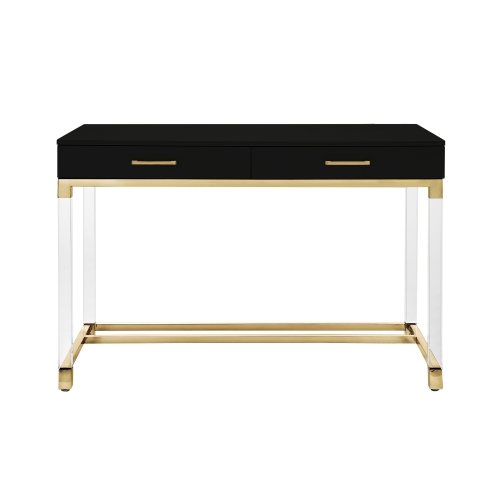 Inspired Home Muhammad Writing Desk, Black/Gold