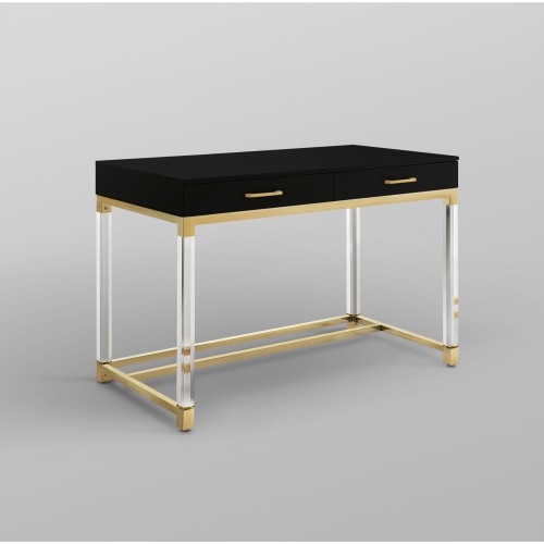 Inspired Home Muhammad Writing Desk, Black/Gold