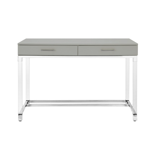 Inspired Home Muhammad Writing Desk, Light Grey/Chrome