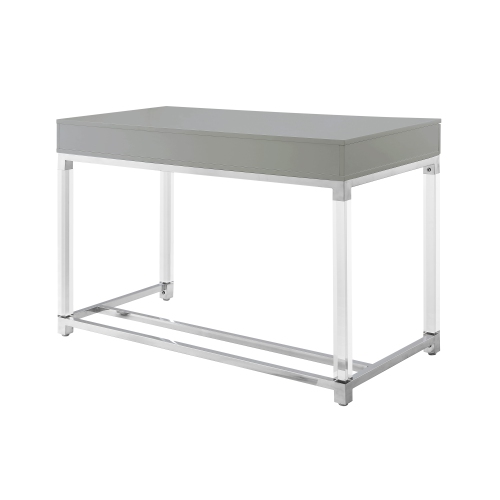 Inspired Home Muhammad Writing Desk, Light Grey/Chrome