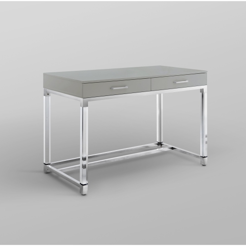 Inspired Home Muhammad Writing Desk, Light Grey/Chrome