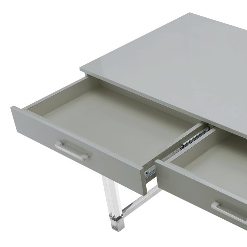 Inspired Home Muhammad Writing Desk, Light Grey/Chrome