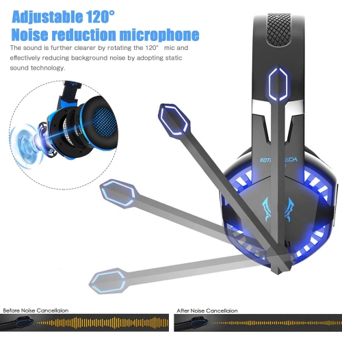 G2000 Gaming Headset, Noise Canceling Headphones with Mic ,LED Light and Soft Memory Earmuffs,7.1 Surround Sound Stereo