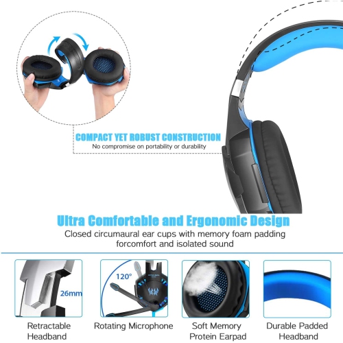 G2000 Gaming Headset, Noise Canceling Headphones with Mic ,LED Light and Soft Memory Earmuffs,7.1 Surround Sound Stereo