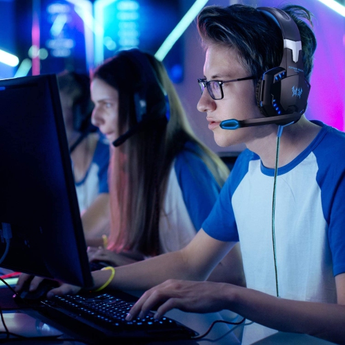 G2000 Gaming Headset, Noise Canceling Headphones with Mic ,LED Light and Soft Memory Earmuffs,7.1 Surround Sound Stereo