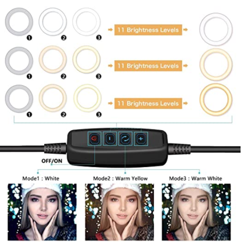 UBeesize 10" LED Ring Light with Tripod Stand & Phone Holder, Dimmable Desk Makeup Ring Light, Perfect for Live Streaming & YouTube Video,