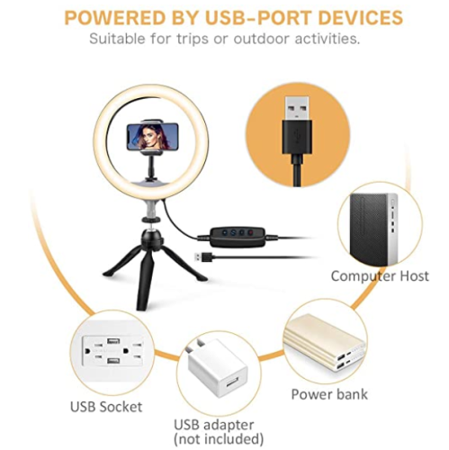 UBeesize 10" LED Ring Light with Tripod Stand & Phone Holder, Dimmable Desk Makeup Ring Light, Perfect for Live Streaming & YouTube Video,