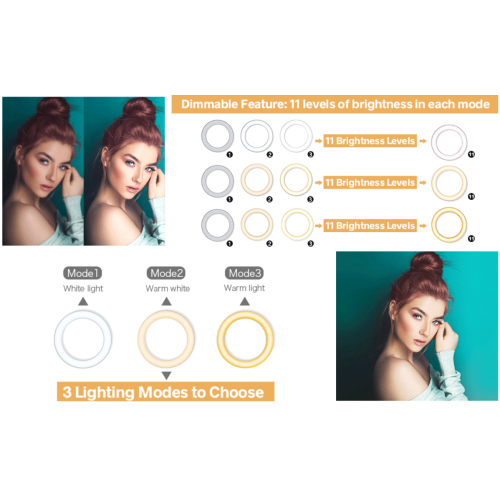 UBeesize 10" LED Ring Light with Tripod Stand & Phone Holder, Dimmable Desk Makeup Ring Light, Perfect for Live Streaming & YouTube Video,