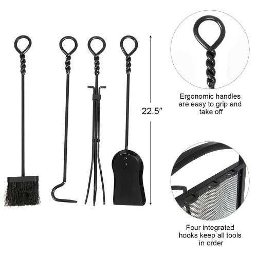 Costway Firewood Log Rack with 4 Tools Set Firewood Holders for Fireplace Indoor Outdoor