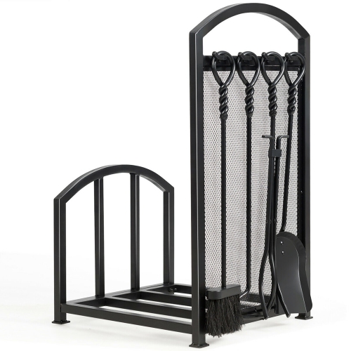 Costway Firewood Log Rack with 4 Tools Set Firewood Holders for Fireplace Indoor Outdoor