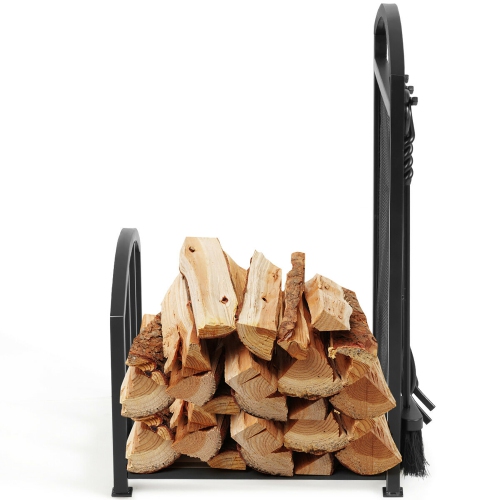Costway Firewood Log Rack with 4 Tools Set Firewood Holders for Fireplace Indoor Outdoor
