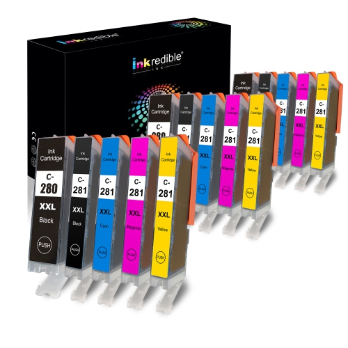 Canon PGI-280XXL, CLI-281XXL Compatible Ink Cartridge Combo - Inkredible Ink™ - 15/Pack (3 BK, 3 PBK, 3 C, 3 M, 3 Y)