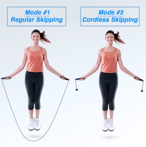 Two MSAN Fitness Electronic Cordless (& Corded) Skipping Ropes with Fitness Trackers - Black (Set of 2).