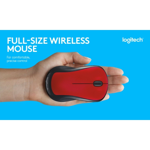 Logitech M310 Wireless Desktop Full Size Optical Mouse Nano USB Receiver Red