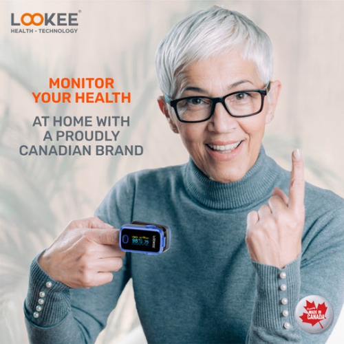 LOOKEE® A310 Premium Pulse Oximeter Finger Monitor | Proudly Canadian | Blood Oxygen Monitor | Medical Grade Accuracy, Alarm & Perfusion Index |