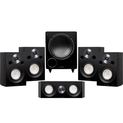 Fluance Reference Compact Surround Sound Home Theater 5.1 Channel Speaker System - Black Ash
