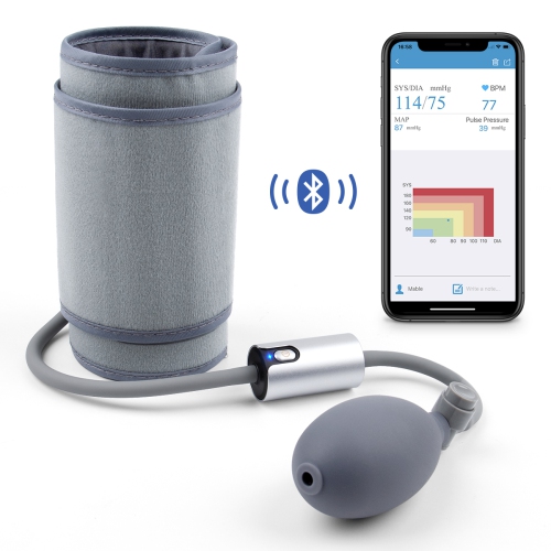 Tensiomètre LOOKEE® AirBP | Grande manchette du haut du bras | Moniteur Bluetooth BP avec application mobile intelligente et guide vocal