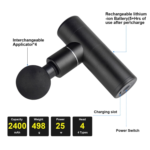 Kin Gun Ultra Mini - Lightweight & Portable Massage Gun - Black