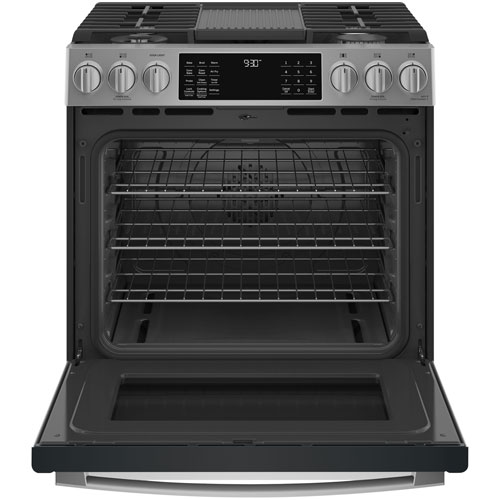 GE Profile 30" 5.6 Cu.Ft. True Convection 5-Burner Slide-In Gas Air Fry Range (PCGS930YPFS) - Stainless