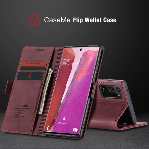 CaseMe rétro cuir sac à main étui Magnétique portefeuille carte couverture pour Samsung Galaxy Note S20