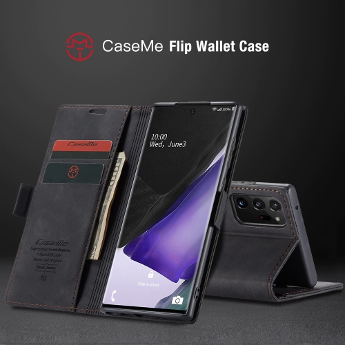 CaseMe Wallet Case Anti-Fall Retro Handmade Leather Magnetic Case Card Slot for Samsung Galaxy Note 20