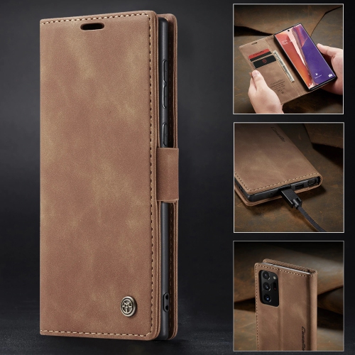 CaseMe Wallet Case Anti-Fall Retro Handmade Leather Magnetic Case Card Slot for Samsung Galaxy Note 20