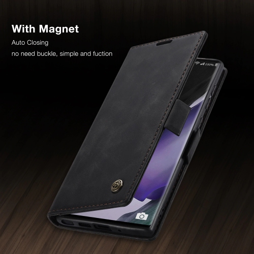 CaseMe Wallet Case Anti-Fall Retro Handmade Leather Magnetic Case Card Slot for Samsung Galaxy Note 20 ULTRA