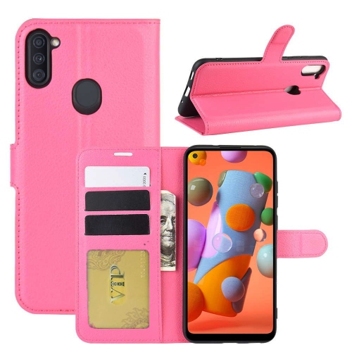 [CS] Samsung Galaxy A11 Case, Magnetic Leather Folio Wallet Flip Case Cover with Card Slot, Hot Pink