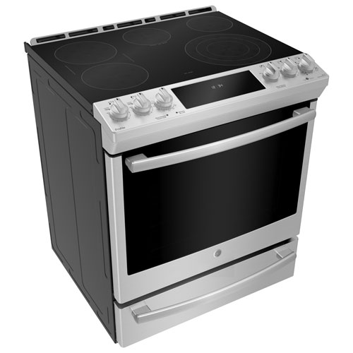 GE Profile 30" 5.3 Cu. Ft. True Convection 5-Element Slide-In Electric Range (PCS940YMFS) - Stainless