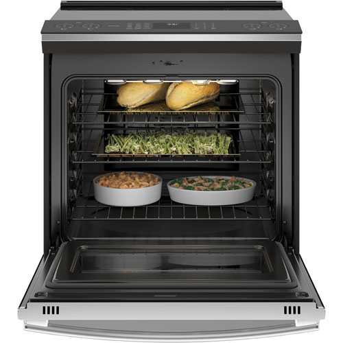 GE Profile 30" 5.3 Cu. Ft. True Convection 5-Element Slide-In Induction Range (PCHS920YMFS) - Stainless